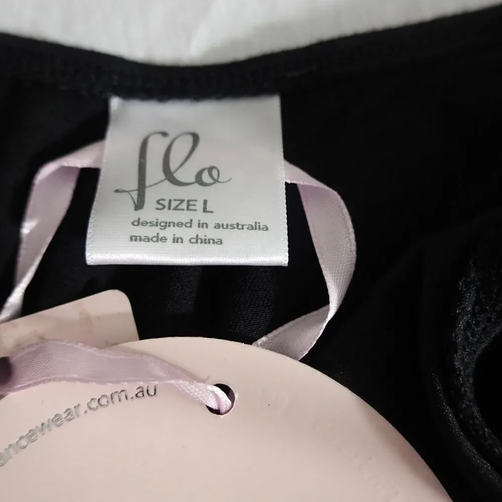 Flo Dancewear Freestyle Black Leotard Size L (10-12) Dance Wear